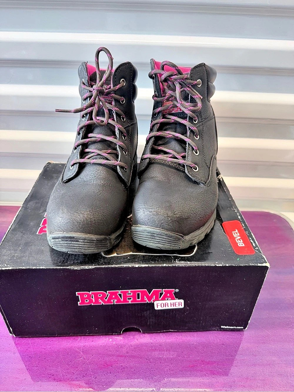Brahma Bevel Women's Black & Pink Work Boots US 8